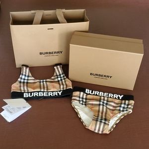 NWT Burberry Girls 2 Piece Bikini Swim Set Size 4